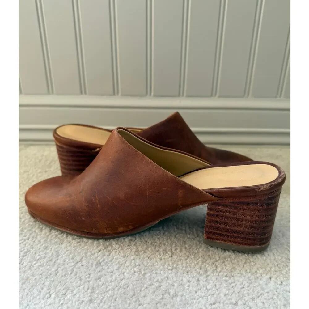 Nisolo All Day Slip On Heeled Mule Brown Leather 6